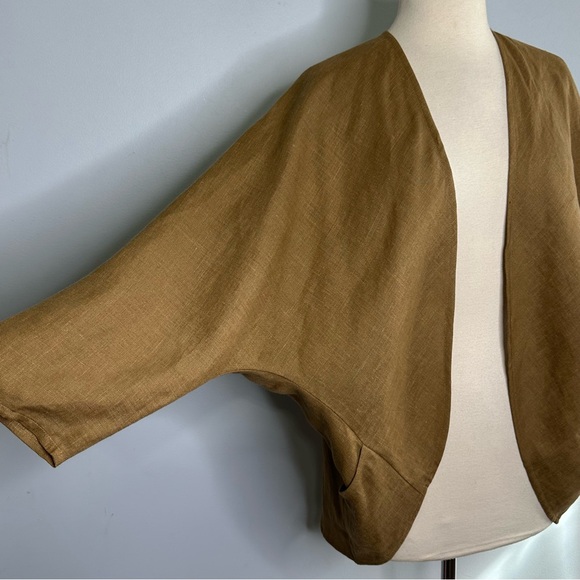 The Heavy Linen Maybe Wrap Collection Lightweight Open Jacket In Ginger M/L - Picture 6 of 12